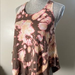 Bobi Small Reverse Bleach Tie Dye Brown Tank Top